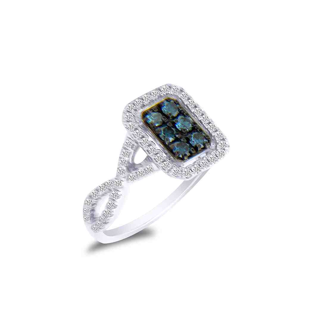 Cluster Blue & White Diamond Ring PD31035ALR